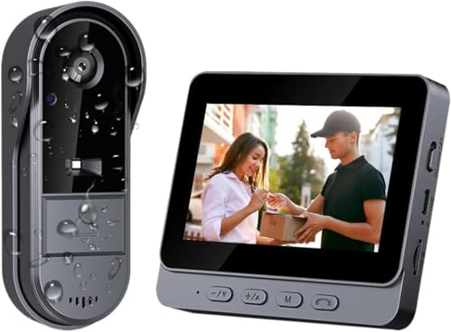 Timbre Inalámbrico 2.4G con Cámara 1080P, Videoportero Sin WiFi IP65, Visión Nocturna, Gran Angular 170°, Audio Bidireccional, Grabación Automática, Fácil Instalación