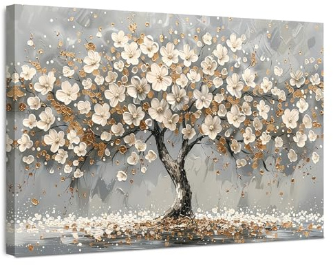 Cuadro con marco de 30 × 40 cm – Elegante lienzo de flores y naturaleza para salón, dormitorio, cocina, oficina, diseño de paisaje, incluye ganchos, clavos y fijación mágica de velcro, arte moderno