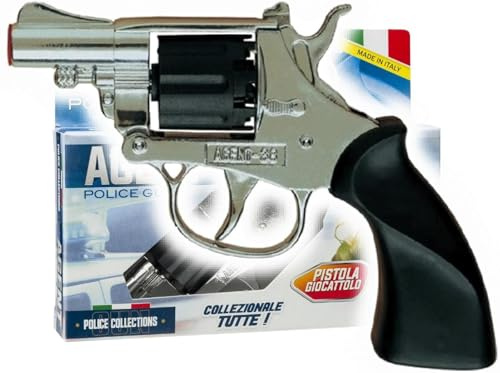 Agent 38 Pistola Giocattolo Silver, Collezione Police, 8 Colpi, Made in Italy