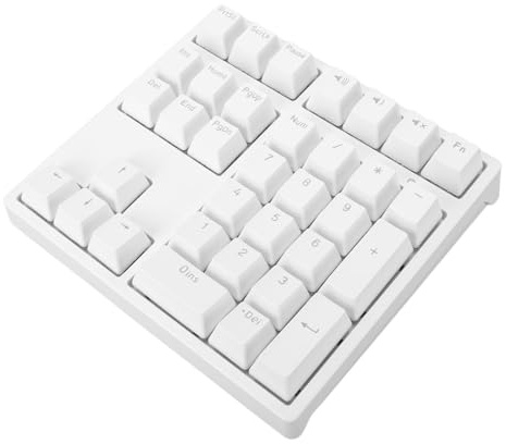 MAJONMMERD Mekanisk USB-numereringsplatta med blå Strömbrytare RGB-bakgrundsbelysning 34 Tangenter Ergonomisk Design med Avtagbar TypeC-kabel för Bärbar Dator och Stationär Dator (Vit)