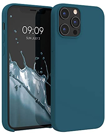 kwmobile Cover per Apple iPhone 12 Pro Max Custodia - Back Case per Smartphone in Silicone TPU - Protezione Gommata - petrolio matt