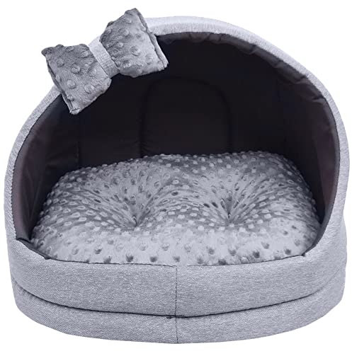 Z4L WauWau Katzen und Hundehöhle gemütlich Farbe grau Minky, grau Hundehütte Katzenhütte 45cm x 45cm Höhlenbett Kuschlig
