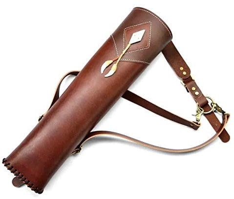 HCCTOZZ Top Head Layer Rindsleder Rücken Bogenschießen Köcher braun Halten, DREI-Punkt-Schulter für die Jagd, handgefertigte Dicke von 3 mm(Color:B)