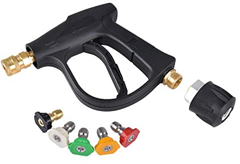 Aim Tools High Pressure Washer Gun with 5 Spray Nozzle Tips, 1/4 Quick Connector, M22-14mm Fitting, Car Jet Washer Washing Cleaning Kit Compatible with Karcher 171316