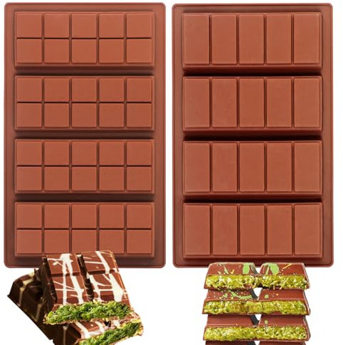 Webake Silikon Schokoladenform Klein Dubai 2 Stück Schokolade Tafel Silikonform Antihaftbeschichtung Schokoladentafel Form für Schokolade, Süßigkeiten, Gelee