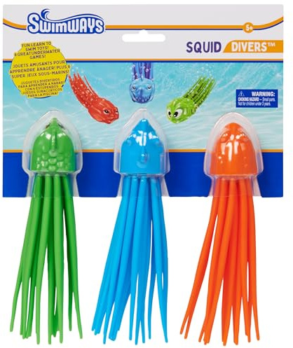 SwimWays SquiDivers Kids Pool Diving Toys, 3 Pack, Bath Toys & Pool Party Supplies for Kids Ages 5 and Up