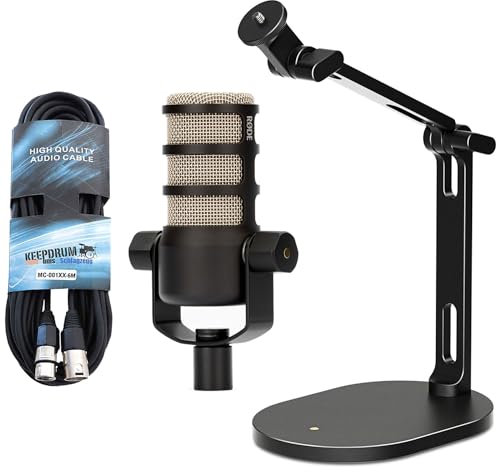 Rode Podmic XLR-Mikrofon + DS-2 Desktop-Stativ + keepdrum XLR Kabel