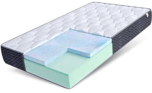 FDM Tempo Matratze 100x200 cm Kaltschaum Höhe 30 cm Härtegrad H4 Visco HR-Schaum Öko-Tex Allergikergeeignet Silver Bezug