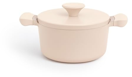 CREATE/POT STUDIO/Casserole en aluminium Ø24 cm avec revêtement céramique sable/Antiadhésive, design rétro, compatible avec tous types de cuisinières, résistante et durable, sans PFOA