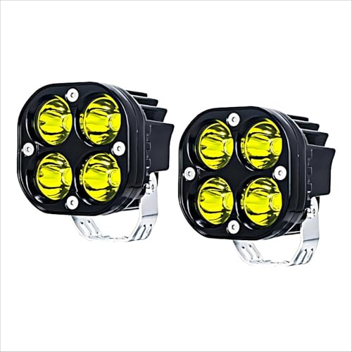 WELLIT LED-arbet 2 x 40 W 3 tum LED-strålkastare 12 V 24 V gul fyrkantig extra spotlight dimljus offroad för bil traktor motorcykel fiskbelysning (5 x 7 cm/40 W gul)