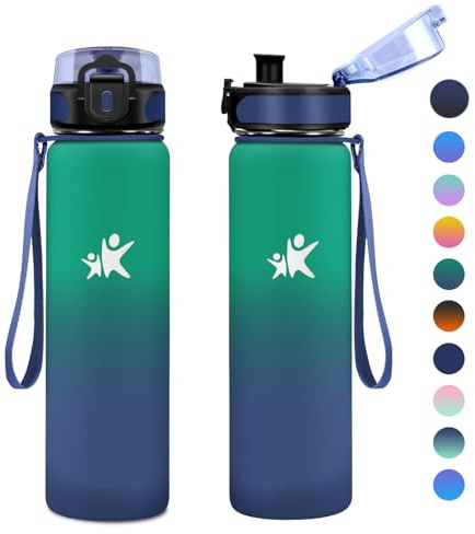 KollyKolla Trinkflasche Edelstahl 1L, Thermosflasche, BPA-Frei Isolierflasche, Auslaufsicher Thermoskanne, Wasserflasche für Kinder, Schule, Sport, Sprudel, Fitness, Outdoor, Camping
