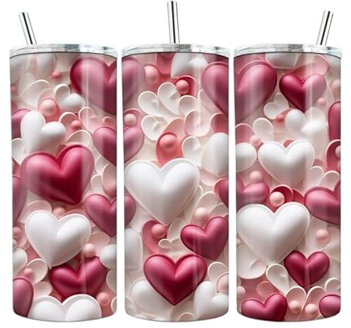 Valentine Hearts Tumbler Sublimation Wrap - Ready to Press Sublimation Transfer - 20 oz Straight, Valentine's Day Transfer, Valentine Wrap