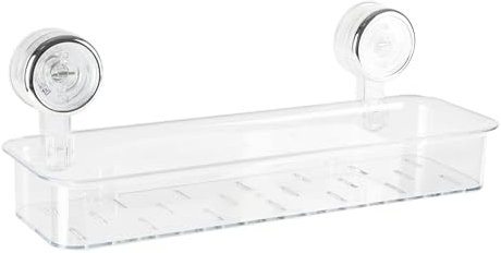 Gzsekken Clear Plastic Shower Caddy with Suction - Bathroom Shelf and Storage Organizer - No-Drilling Wall Mounted Bath Accessories Basket for Shampoo, Conditioner, and Soap