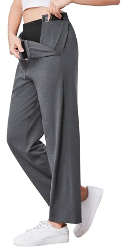 Deyeek Tear Away Pants for Women Hip Replacement After Surgery Post Surgery Catheter Pants for Elderly Women 2 Sides Snap Dark Grey