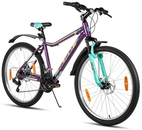 HILAND Mountain Bike Donna 27,5”, Telaio in Alluminio, MTB 18 Velocità per Donna e Ragazza, Freni a Disco Doppi, Forcella Ammortizzata, Viola