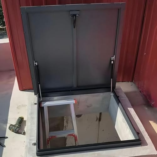 Trampilla de acceso para tejado, acero galvanizado con recubrimiento en polvo, para instalación en cubierta, ventana de tejado, ático, sótano, escalera, tapa de salida con amortiguador de gas y mani