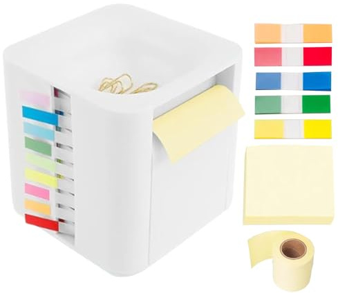 Sticky Note Dispenser - Sticky Note Roll Container Dispenser,Office Stationery Organization Accessories with Clips for Classroom School Shelf Cabinet Home Dorm Desk