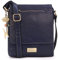 Catwalk Collection Handbags - Women's Leather Anti Theft Crossbody Bag - Medium Messenger Bag - Adjustable Shoulder Strap - Anja - Blue
