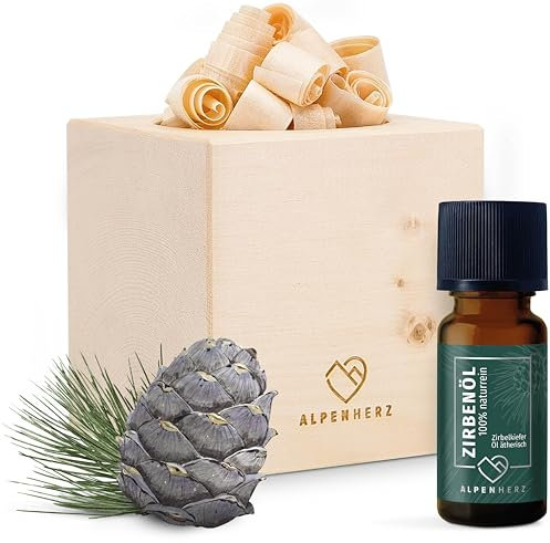 Alpenherz Zirbenwürfel Set mit Zirbenöl 10 ml naturrein aus Österreich Zirbenholz Würfel Duftspender Zirben Duft Holz Deko Zirbe Diffusor Diffuser Geschenke Zirbelkiefer Zirbenlüfter Zirbenset Kerze