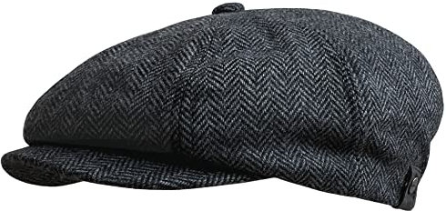 WEROR Herren Schiebermütze Flatcap Cap Mütze Fischgrät WEROR-320.1 (60-61, Anthrazit)