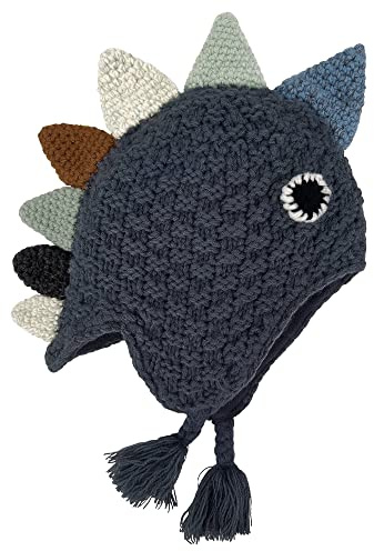Bonnet tricoté pour garçons et filles - Motif dinosaures - Motif licorne - Chaud - Pour l'hiver, Gris foncé, L