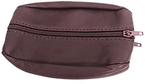 Charmoni - Portefeuille Homme - Top qualité - Fermeture éclaire - Porte-Monnaie - Cuir véritable - pour Poches Pantalon ou Veste (Marron foncé (Grand))