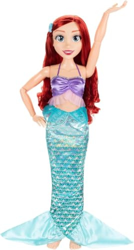 Disney Princess Ariel Doll Playdate 32” Tall & Poseable, My Size Articulated Doll in Mermaid Outfit, Comes with Dinglehopper to Comb Her Long Red Hair, and Seashell Hair Pins