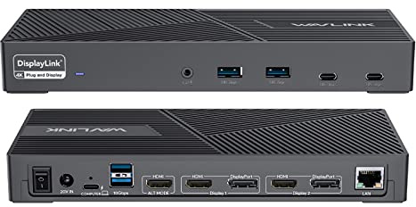 WAVLINK Triple 4K DisplayLink Docking Station, 15-in-1 USB-C/USB-A Laptop Dock Compatible with New MacBook Neo, 3xHDMI, 2xDP, 100W PD, 10Gbps Data, Gigabit LAN, Mic/Audio for Mac OS/Windows