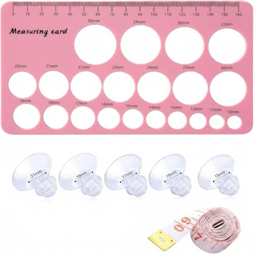 NIYATA 7 inserti per flangia di tiratore latte, con righelli per capezzoli e nastro di misurazione, per Medela, per TSERTE, per Momcozy S9/S9Pro/S12/S12Pro(13/15/17/19/21 mm),Per l'allattamento (rosa)