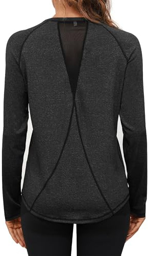 Gyabnw Maglietta Sportiva Donna Manica Lunga T-Shirt Sportiva da Donna Schienale in Rete Traspirante Top Fitness Yoga Corsa Palestra