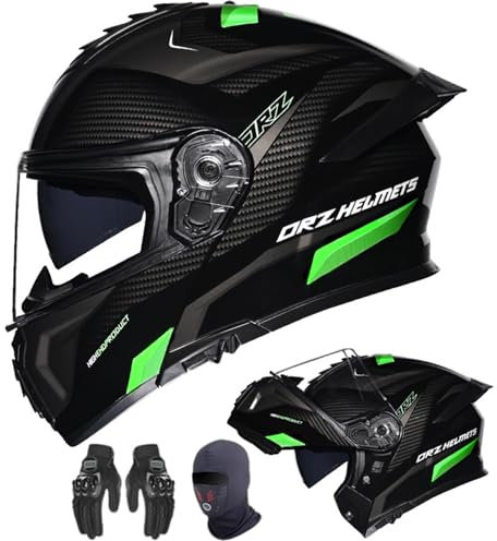 Casco moto casco modulare apribile con doppia visiera parasole, casco integrale unisex omologazione ECE, scooter motocross per adulti uomini donne B,M55-56CM