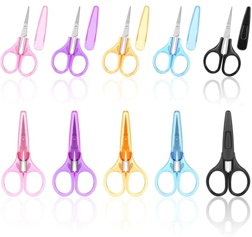 10Pcs Kids Scissors All Purpose, Children Safety Scissors Plastic Handle Handmade Scissor Preschool Training Scissor for Scrapbooking Art DIY Craft Students Teaching Stationery