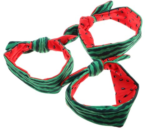FOMIYES 3pezzi Fascia Elastica Per Ragazzo Ragazza Con Decorazione a Nastro e Orecchie Da Coniglio Motivo Forma Di Anguria Su Entrambi i Lati Per Stagione Calda Occasioni Speciali