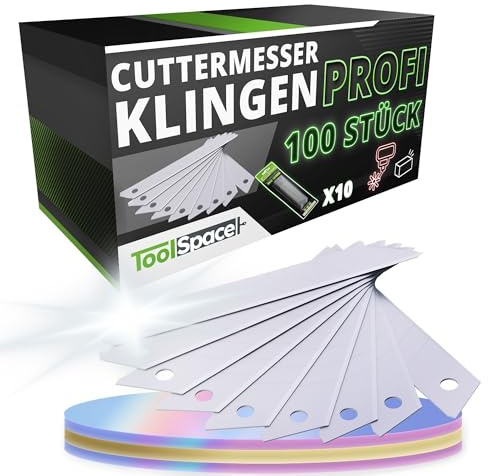 ToolSpace Spare Knives Cutting Knife Cutter Segment Knife Tool Steel Laser Sharpened Blade Precision Cut for Paper Cardboard Textile Plastic Leather and Various Materials 18mm Set 100 Pieces