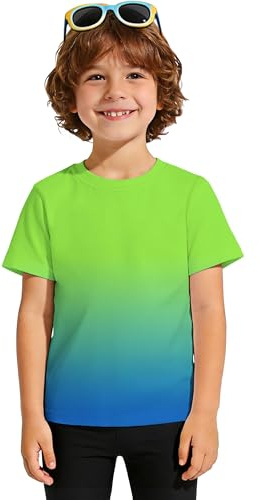 ANGEL CITIZ Maillot de Bain Enfant Anti UV UPF 50+ T-Shirt de Bain Garçon Fille Manches Courtes Rashguard Protection Solaire Séchage Rapide Plage Natation 125-155