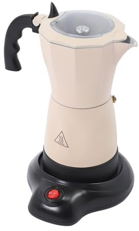 ClearFragrans Cafetera eléctrica de 300 ml, cafetera espresso 6 tazas Italia Moka KanneOne-TouchVálvula de seguridad 360° Básica Portátil para el hogar Viaje, Blanco