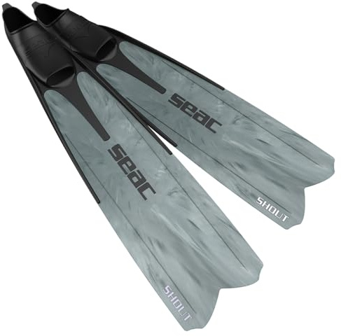SEAC Shout Camo Pinne Lunghe per Pesca Sub, Apnea e Free Diving Grigio 41/42