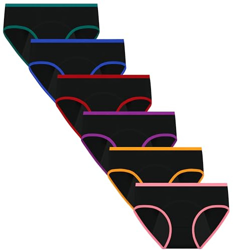 Nalwort Teen Girls Period Underwear Menstrual Period Panties Leak-Proof Cotton Protective Briefs Pack of 6