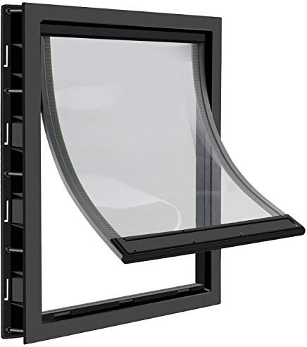 CEESC Large Dog Flap with Soft Transparent Magnetic Flap, For Pets Up To 45 kg, Snap-in Closing Panel Included, Premium PVC Plastic Pet Door for Large Dogs(XL,Black)