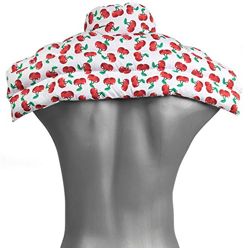 Coussin épaules et nuque avec col aux noyaux de cerises - Coussin thermique - Coussin aux graines pour la nuque - grand (Design: cherry white)