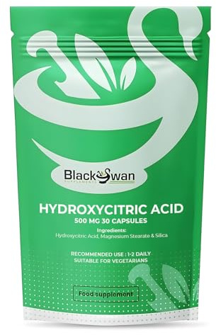 Black Swan Hydroxycitric Acid Capsules - 500mg HCA Garcinia Cambogia Enhanced Mood Weight Management Metabolic Support Natural Food Supplement - 30 Capsules 1 Month Supply