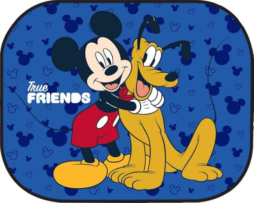 Tataway Rideaux latéraux de Voiture Mickey Mouse 44 x 35 cm - Parasol pour Enfants avec Motif Officiel de Mickey Mouse sur Fond Bleu, Protection Solaire Efficace