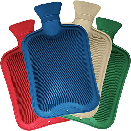 Hot Water Bottle Natural Rubber 2 Litre Bed Warmer Waterbottle for Warmth Or Pain Relief Hotwater Bag Menstrual Cramps for Neck Back Feet and Shoulder Colour (Blue, 2L)