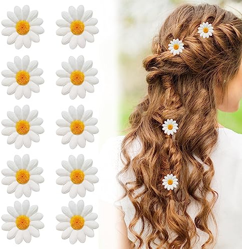 Fermagli per capelli a forma di margherita, accessori per capelli a forma di margherita, fermagli per capelli da sposa, decorazione per capelli per donne e ragazze (10 pezzi)