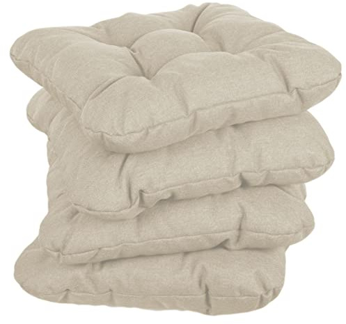 Gutekissen® Stolsdyna med sömmar sittdyna bänkdyna för hem och trädgård, trädgårdskudde i flera färger PI1 (40x40, Krämfärgad, 2)
