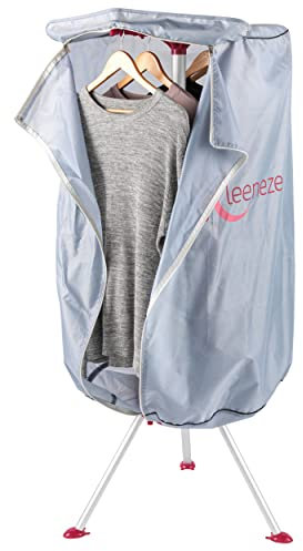 Kleeneze KL066695UKF Electric Heated Indoor Clothes Dryer - with Cover, Reduce Creases & Drying Time, 6 Heat Settings, Up to 10kg Damp Washing, 6 Arms for Hanging Washing, Compact, Aluminium, 1000W