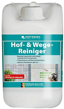 HOTREGA Hof- & Wege-Reiniger Konzentrat 5 Liter | Tiefenwirksamer Reiniger für Außenflächen, Gehwege, Terrassen und Steinplatten | Lösemittelfrei