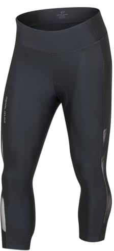 PEARL IZUMI Women's Sugar 21 Cropped Cycling Tights, Wide Waistband & Two Side Cargo Pockets, Reflective Fabric Black