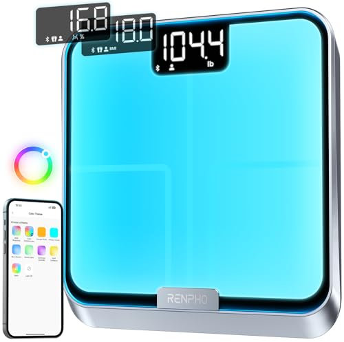 Bilancia Pesapersone RENPHO Chroma, Bilancia Pesapersone Digitale con Promemoria di Peso, Bilancia Bluetooth Intelligente, Colori Bilancia Personalizzabili, Ricaricabile, Rivestimento ITO, 180 kg