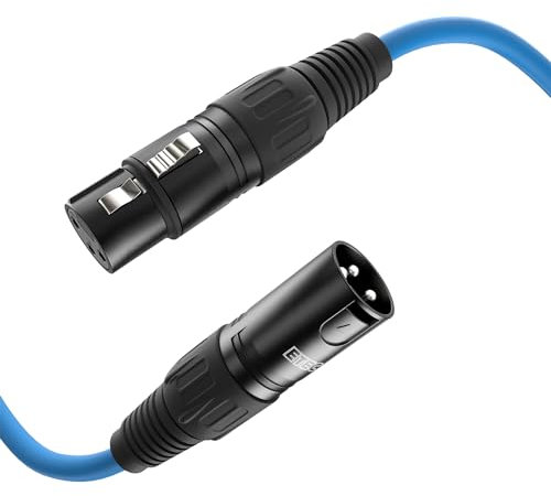 ETEC XLR-Kabel, Mikrofon-Kabel, Stecker auf Buchse, Verbindungs-Kabel, Blau, 1,50 m
